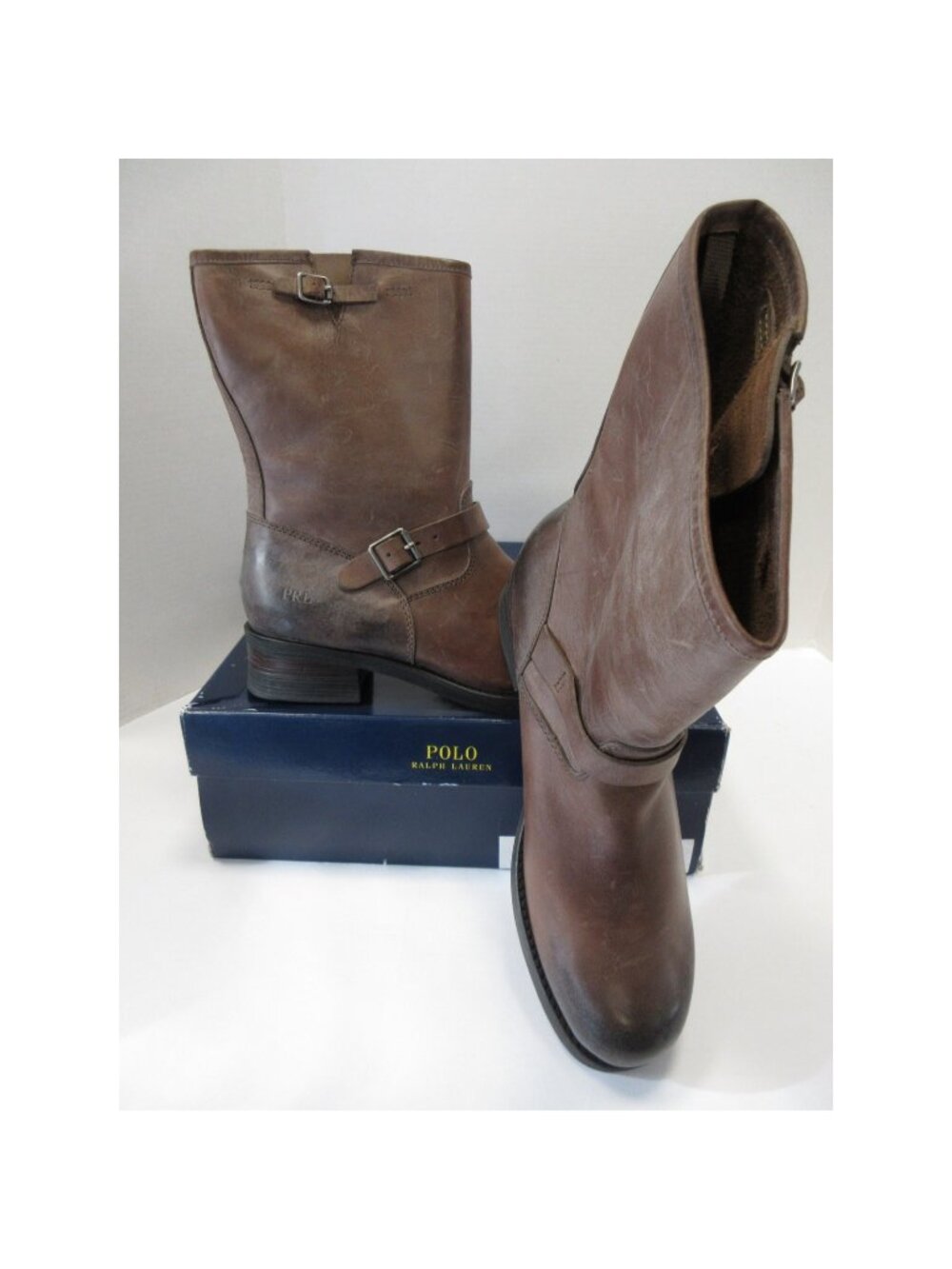 Polo Ralph Lauren Boots 11.5 D Eldin Leather Engineer Distressed Moto*